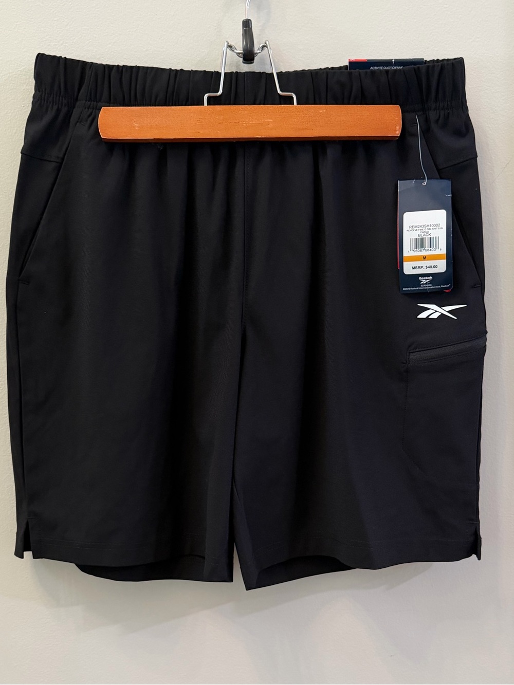 Reebok Men's Revolve Double-Knit 8” Cargo Shorts Black Size Medium